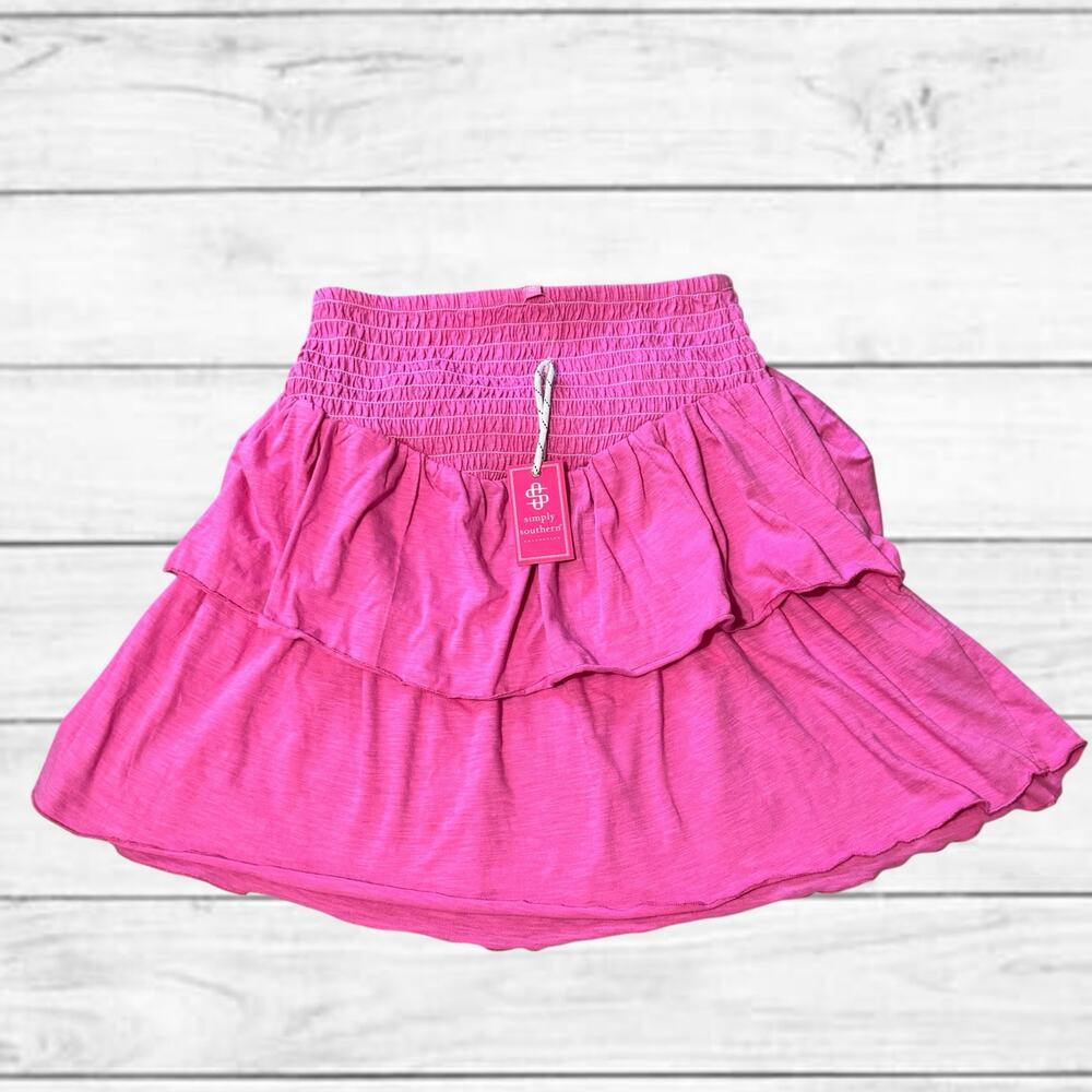 71. NWT Simply Southern Hi-Waisted Smocked Layered Ruffle Skirt Size Small